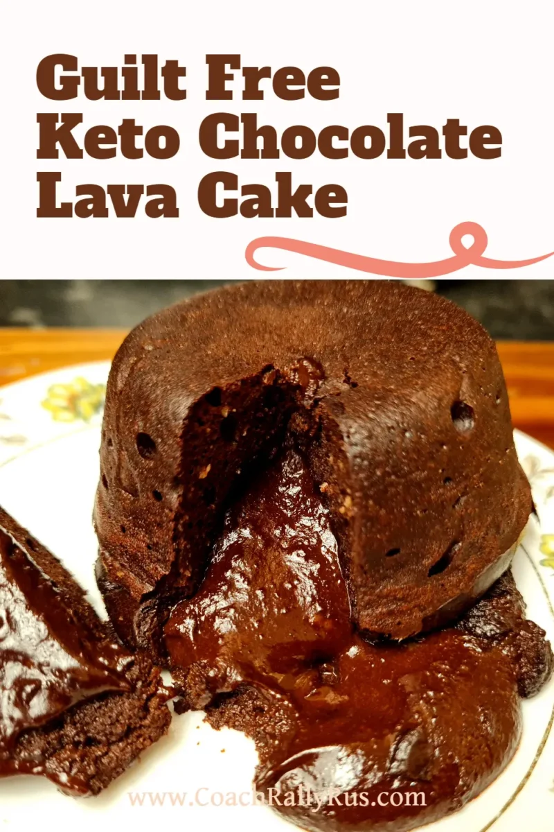 Keto Chocolate Lava Cake Close-up of cut keto lava cake showing thick, glossy chocolate center with soft baked outer layer