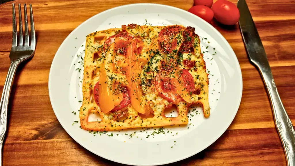 Keto Chaffle Pizza Crispy With Pepperoni