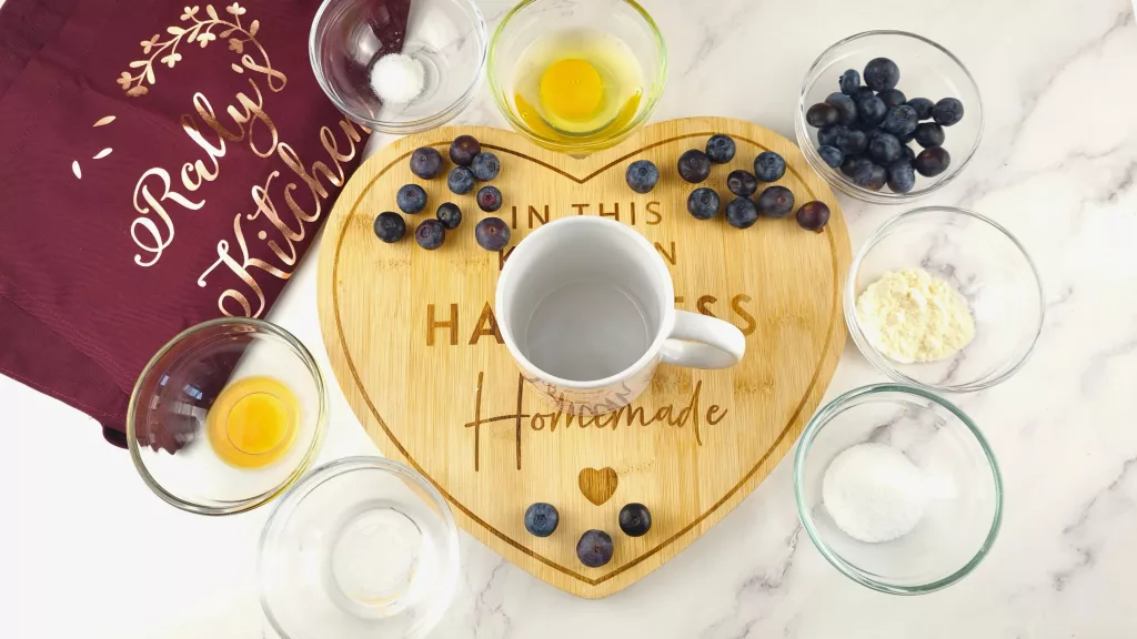 Image of all ingredients for Keto Blueberry Mug Cake