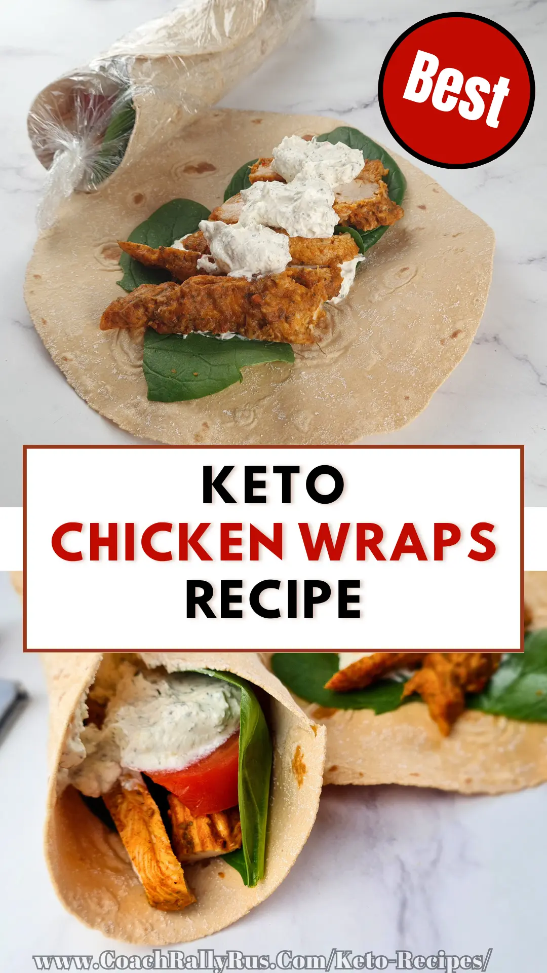 Mediterranean Inspired Keto Chicken Wraps With Ranch