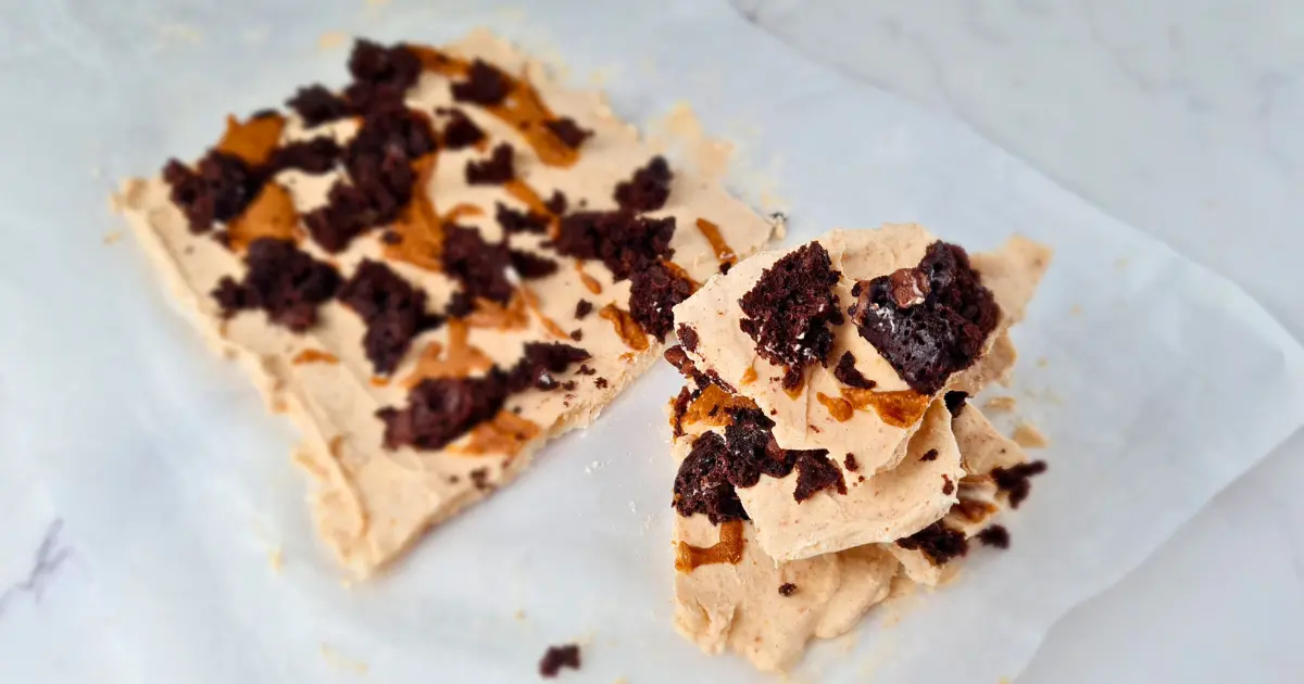 Super Easy Keto Yogurt Bark with Peanut Butter and Brownie