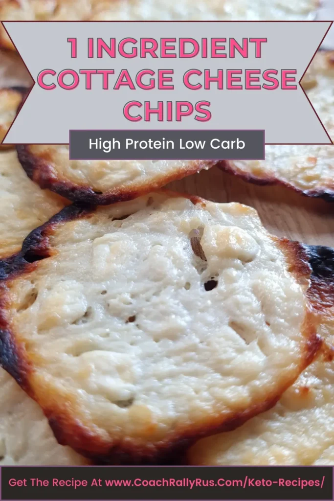Scrumptious 1 Ingredient Cottage Cheese Chips, perfectly golden and crispy, sprinkled with herbs, ready to satisfy your keto cravings. Find the full recipe at CoachRallyRus.com’s Keto Recipes section!