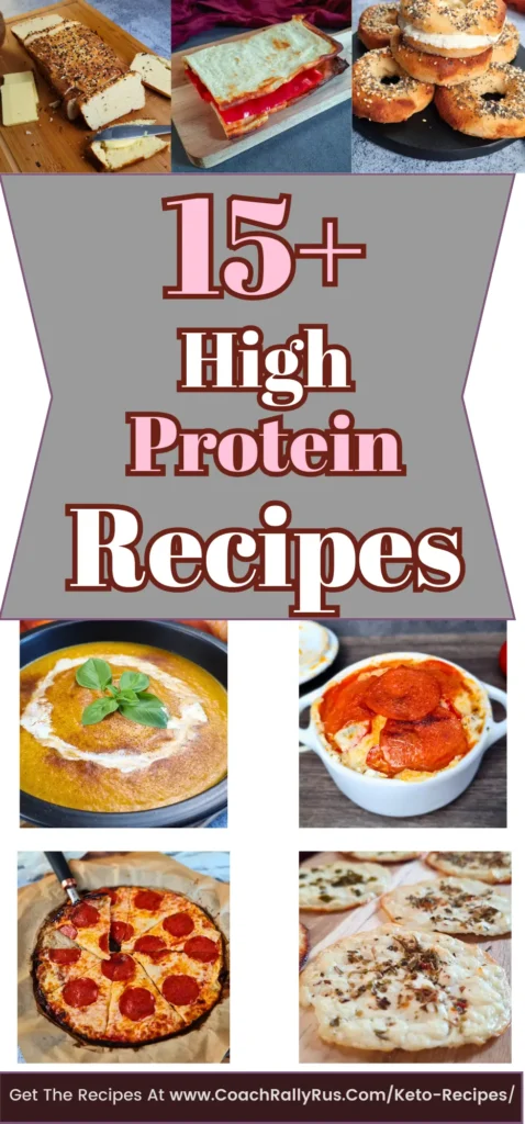 A vertical collage of 15+ high-protein cottage cheese recipes, featuring keto-friendly bread, bagels, soup, pizza, and creamy dips, ideal for low-carb diets.