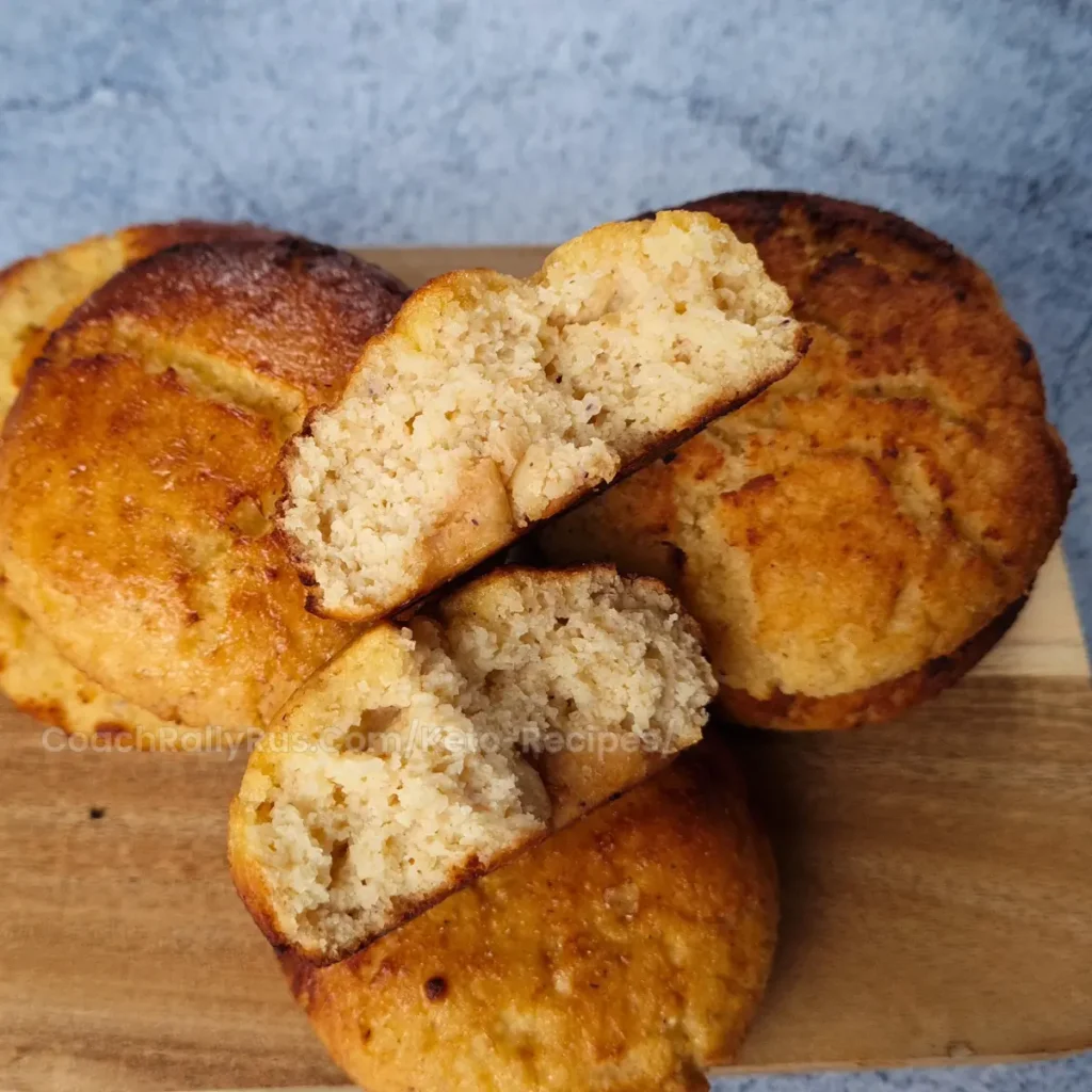 Keto brioche buns with soft centers on display.