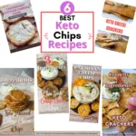 6 best keto chips recipes featuring crispy, low-carb snacks made with cottage cheese, almond flour, chia seeds, and parmesan cheese.
