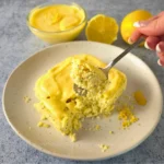 Spoonful of keto lemon bread showing airy texture