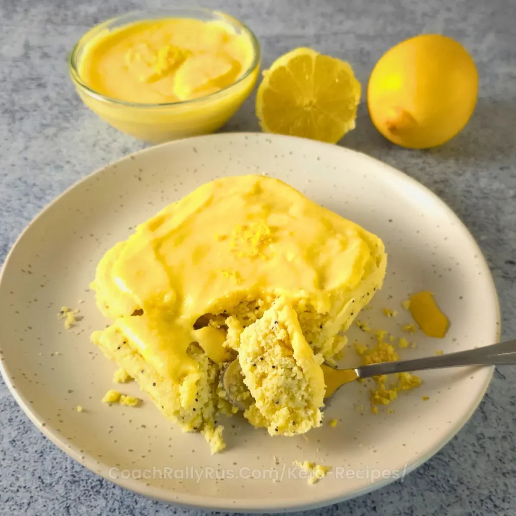 Keto lemon bread served with lemon curd in the background