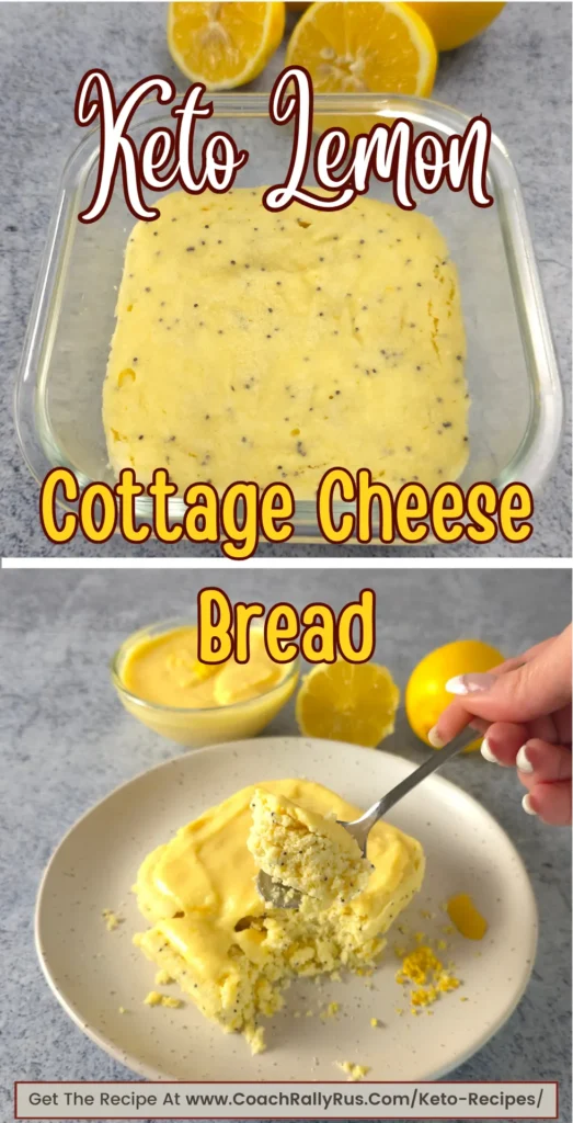 Hand scooping into keto lemon cottage cheese bread