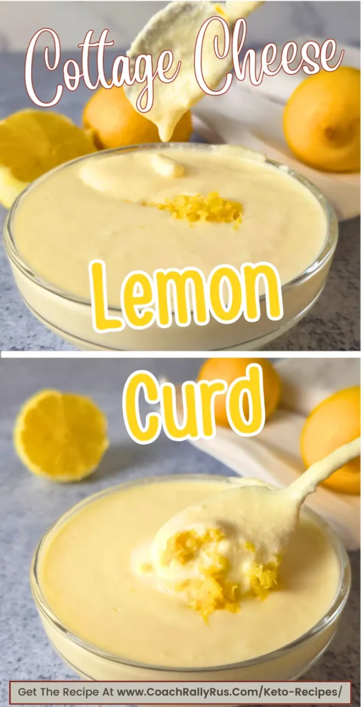 cottage cheese lemon curd with yellow overlay text for Pinterest