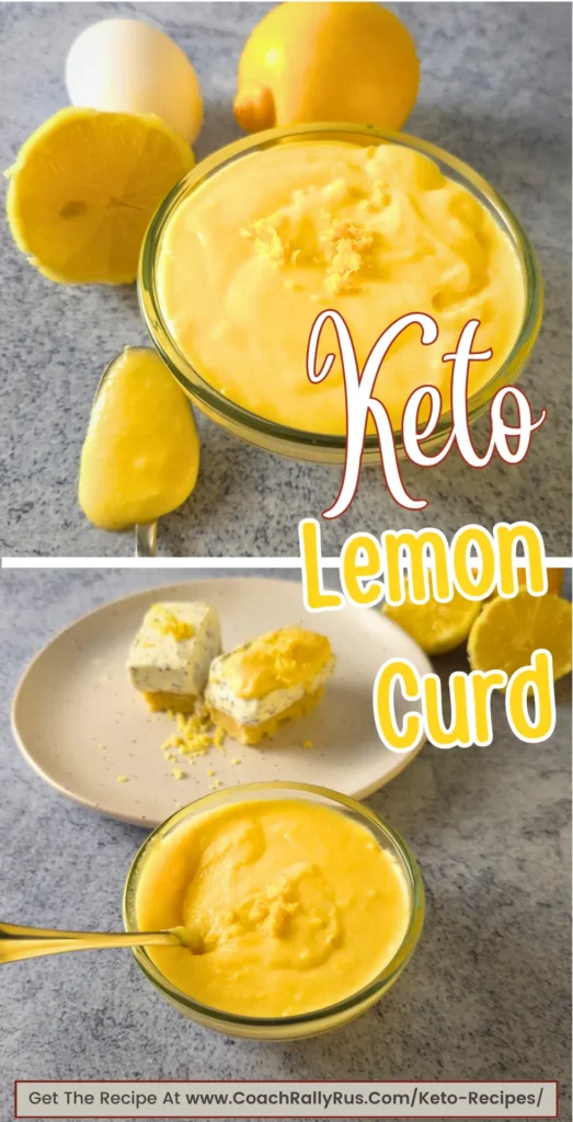 vertical collage of keto lemon curd with text overlay
