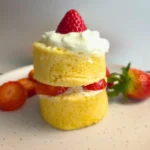 sugar free strawberry shortcake mug cake with whipped topping