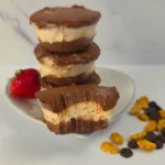 Cottage cheese ice cream sandwich with a bite taken