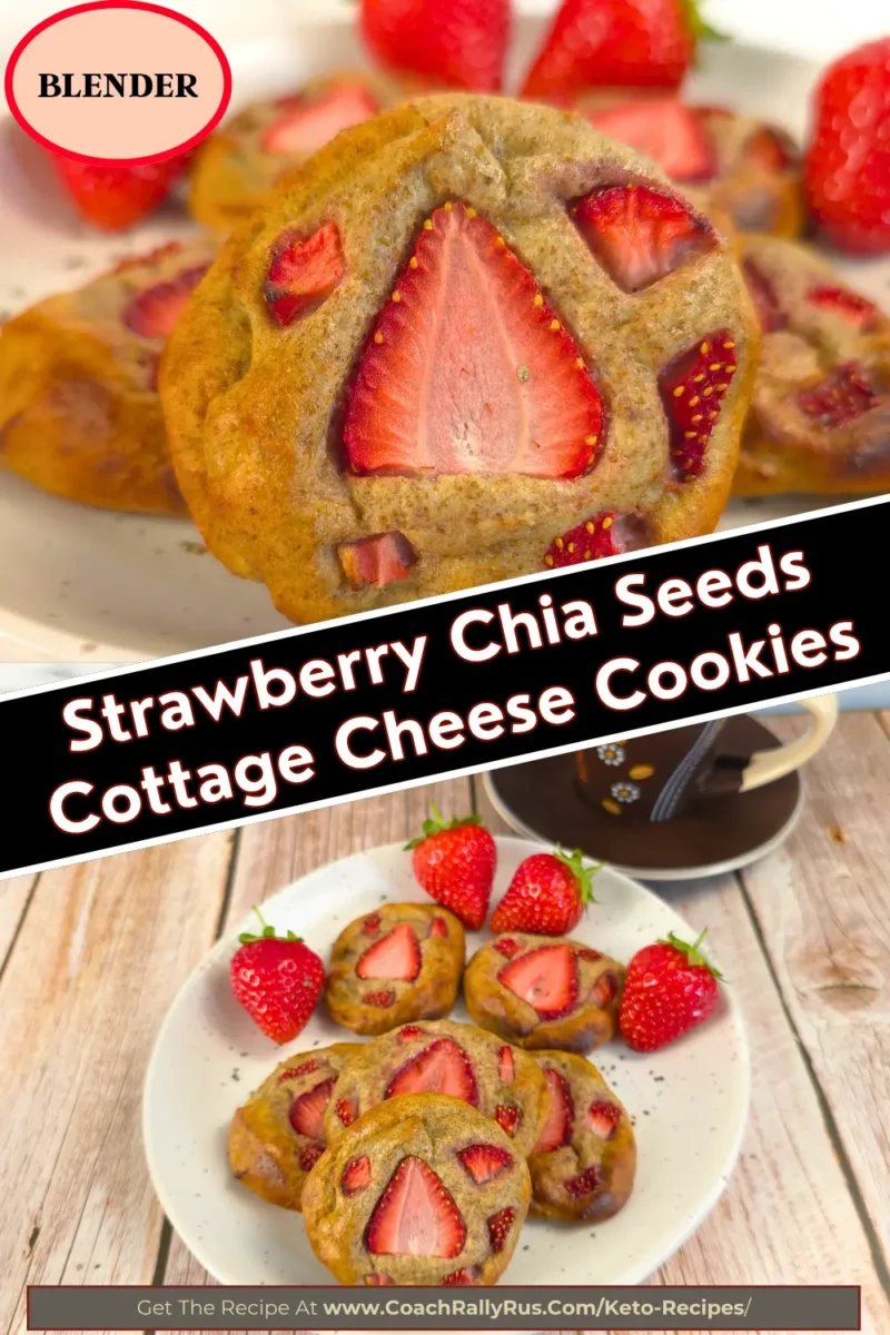 Strawberry chia seed cookies made in a blender