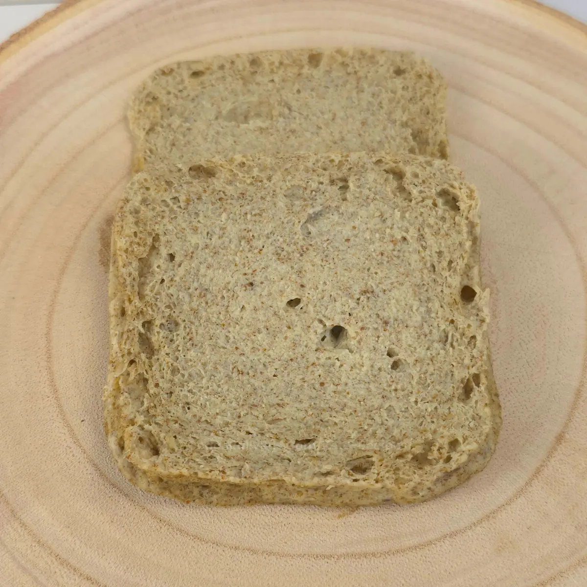 Keto chia mug bread sliced into two square pieces