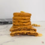 Keto peanut butter cookies showing soft chewy center.
