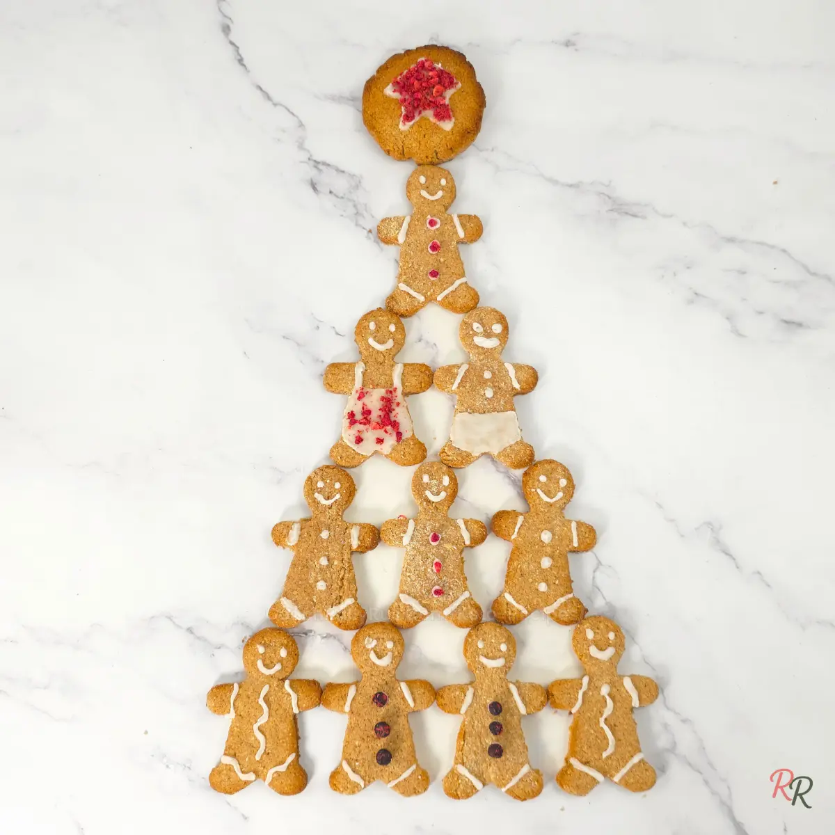 Keto Gingerbread Cookie Tree with Decorated Cookies