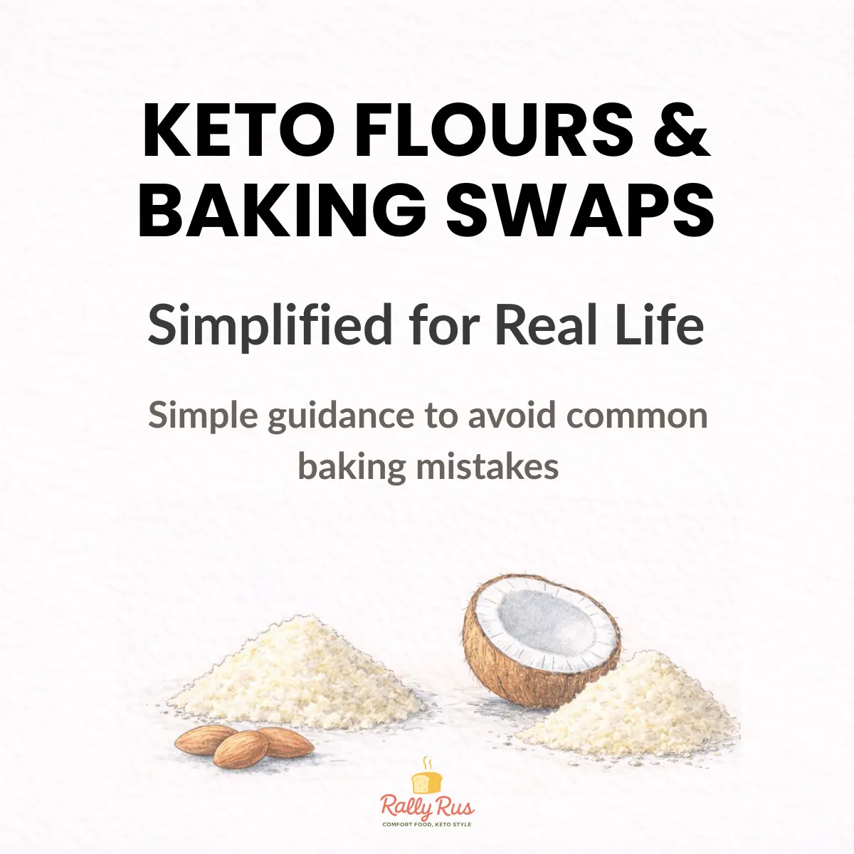 Illustration of common keto baking flours used in low carb recipes