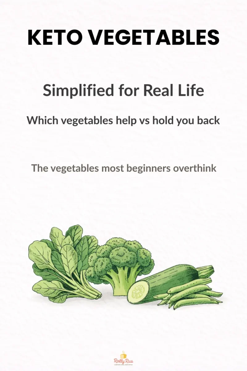 Keto vegetables guide showing simple low carb vegetable choices for beginners