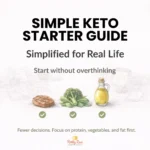 Simple Keto Starter Guide cover showing protein, vegetables, and healthy fats
