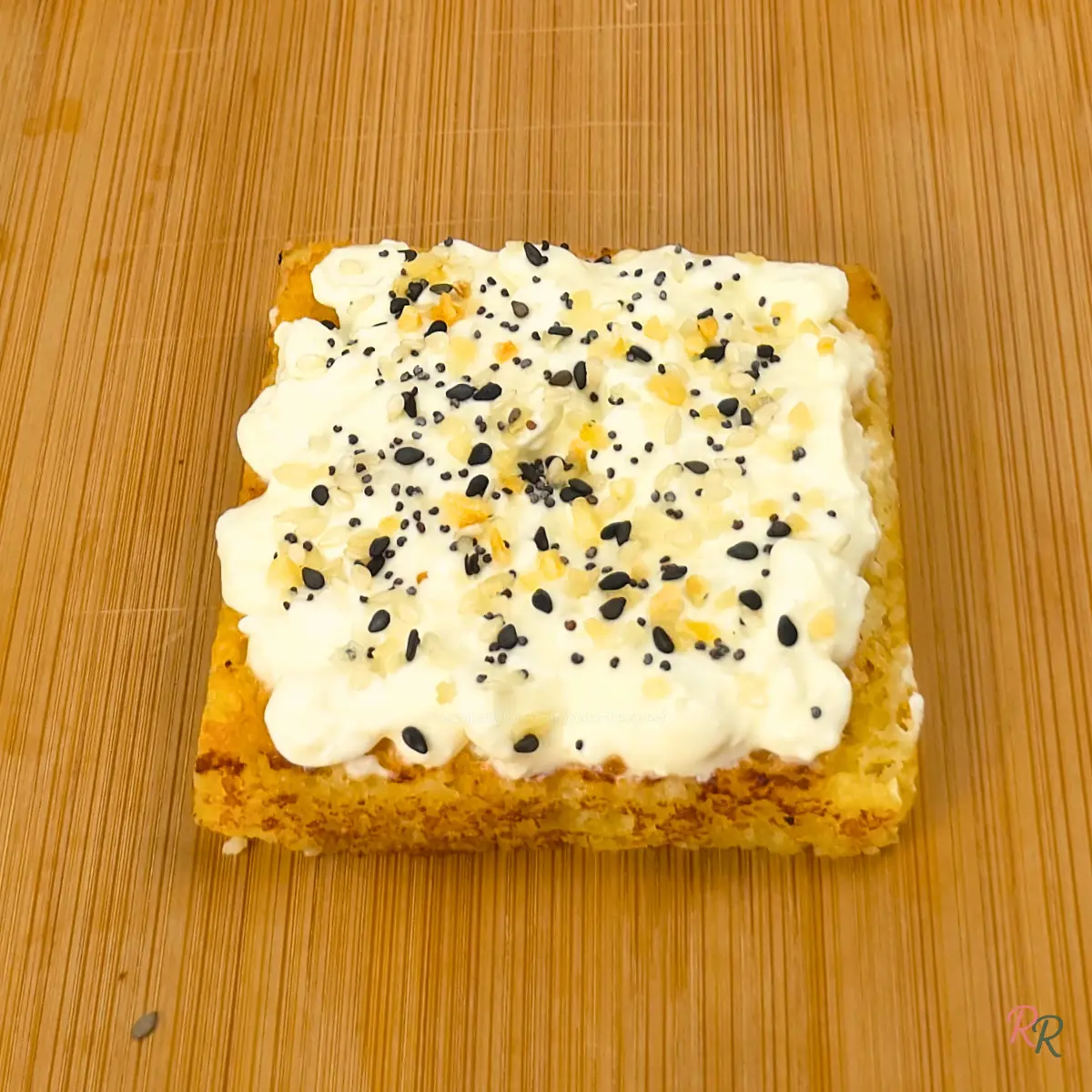 Everything bagel cottage cheese toast on keto cottage cheese mug bread with everything bagel seasoning