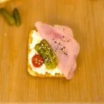 Ham and gherkins cottage cheese toast on keto cottage cheese mug bread