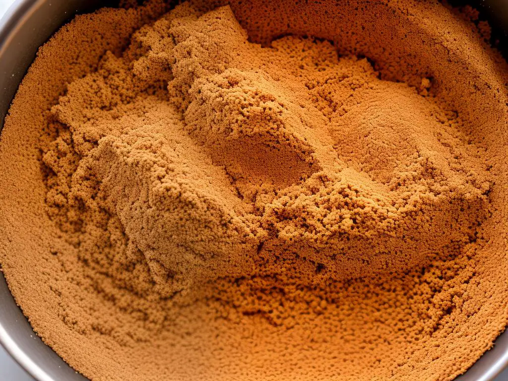 A close-up image of almond flour, showing its fine texture and beige color.